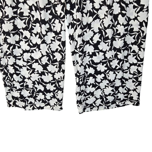 Michael Kors Plus Size Floral Belted Pants 22W Black white Relaxed Fit Flowy NWT - Picture 5 of 13